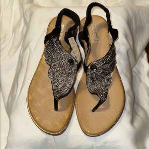 Elegant Black Rhinestone Sandals